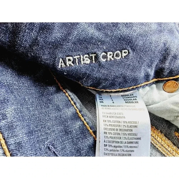 American Eagle Outfitters Size 2 Regular Super Stretch Artist Crop Blue Jeans - Picture 6 of 13